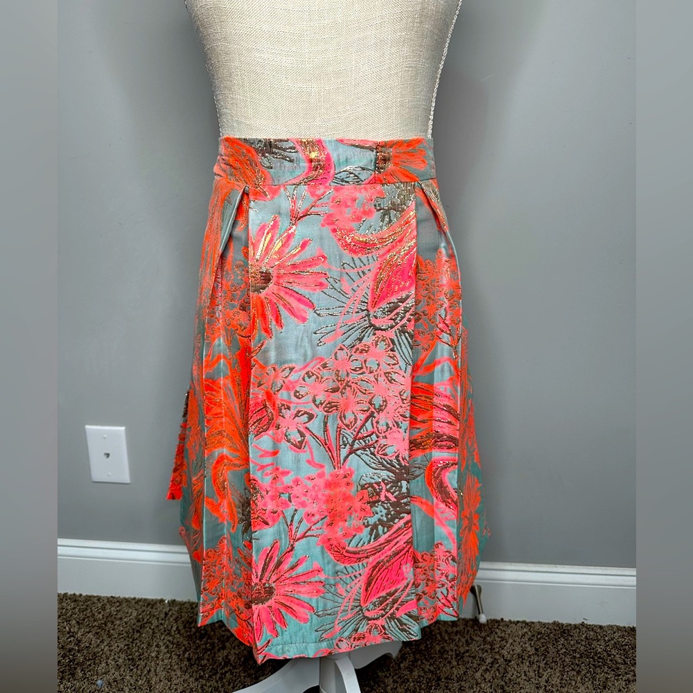 neon skirt with golden flowers